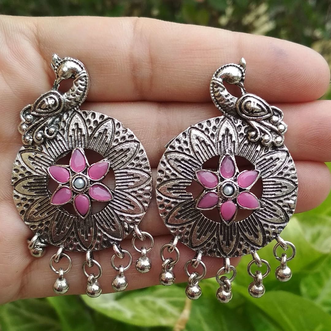 Peacock Earrings - Pink