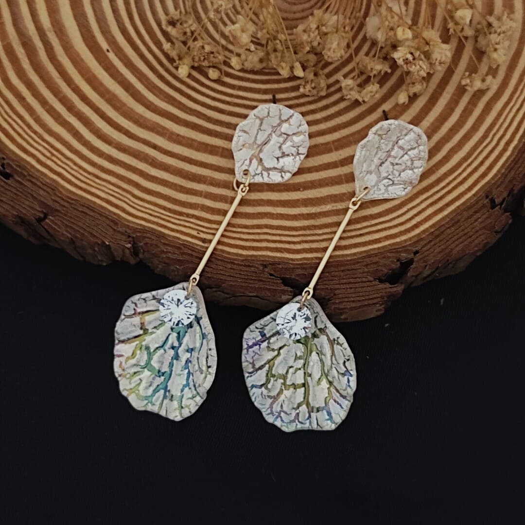Gracy White Leafy Anti Tarnish Dangler Earrings