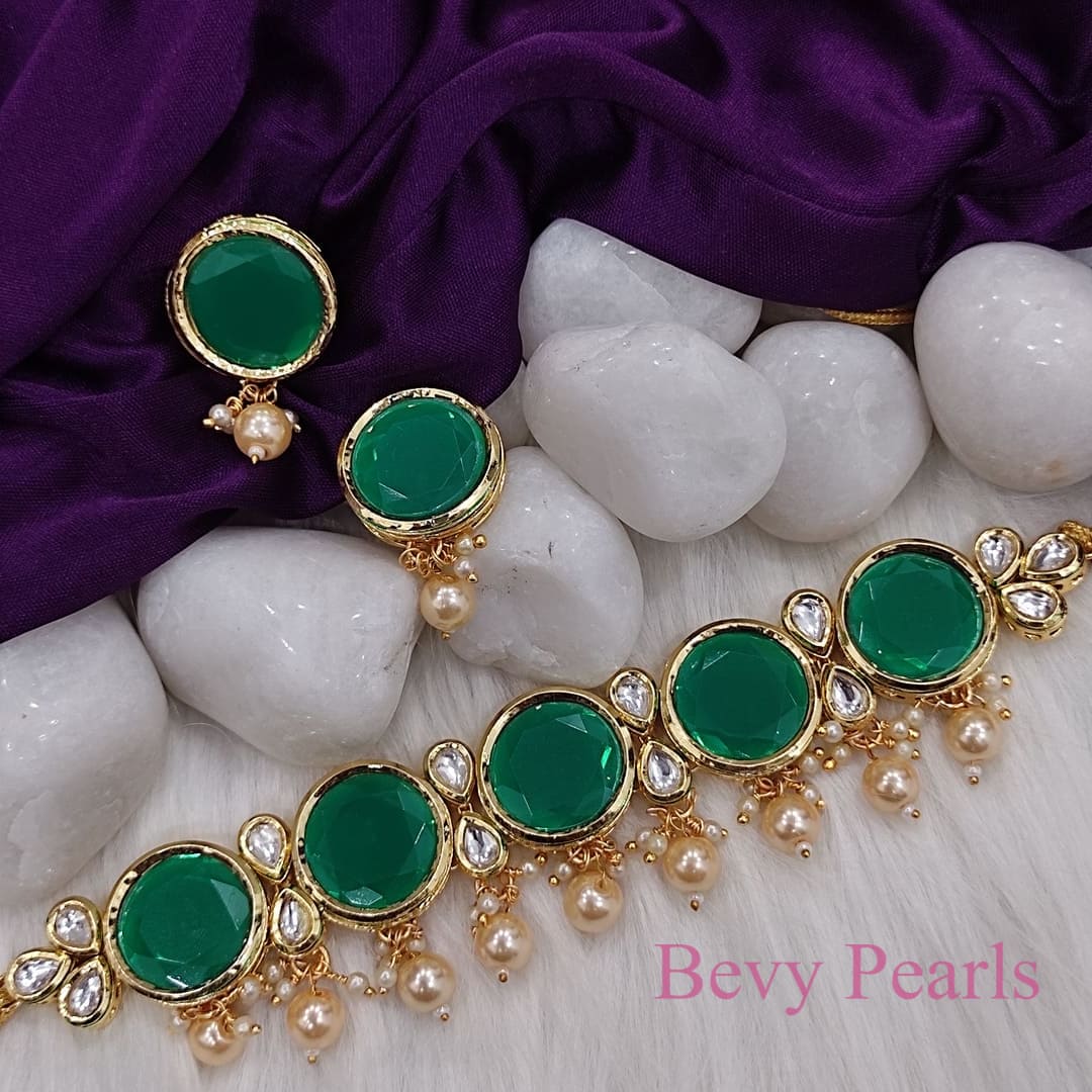 Prerna Green Kundan Choker