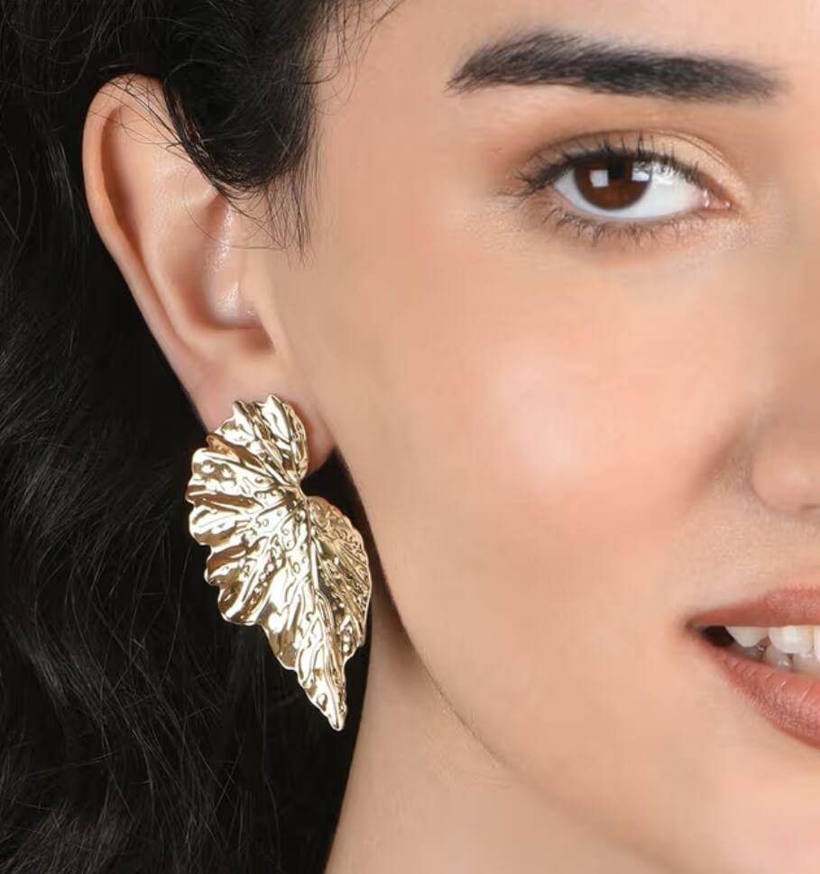 Golden Leaf Statement Anti tarnish Earrings