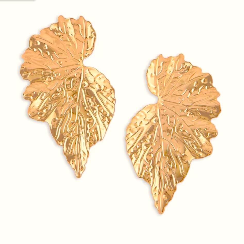 Golden Leaf Statement Anti tarnish Earrings