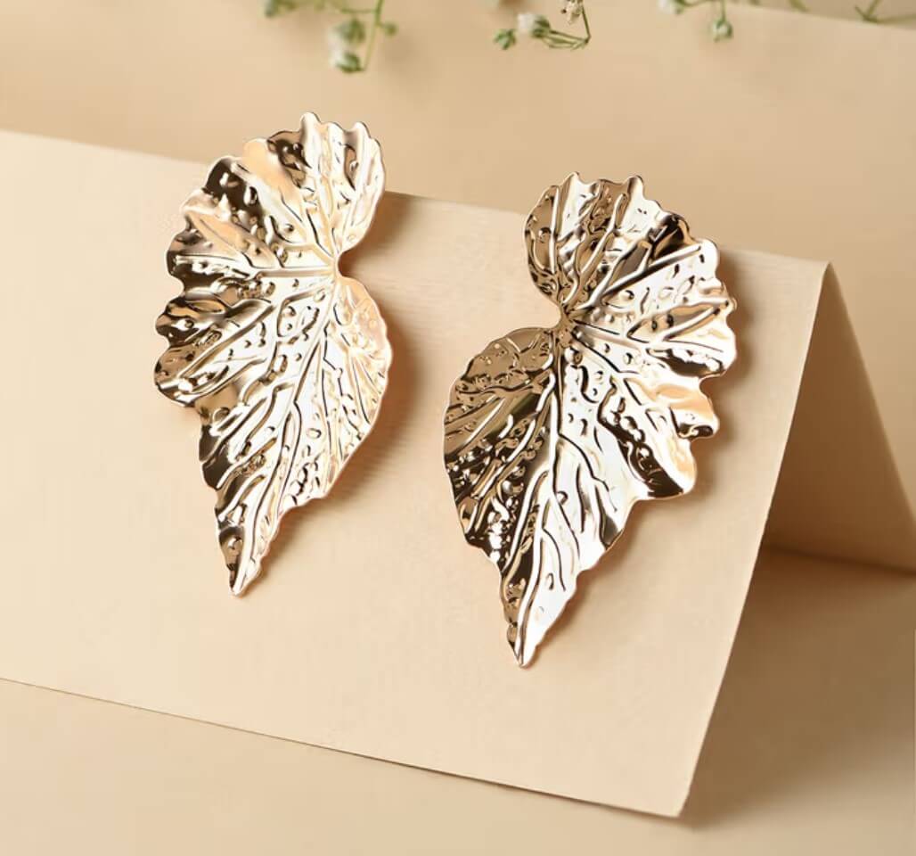 Golden Leaf Statement Anti tarnish Earrings