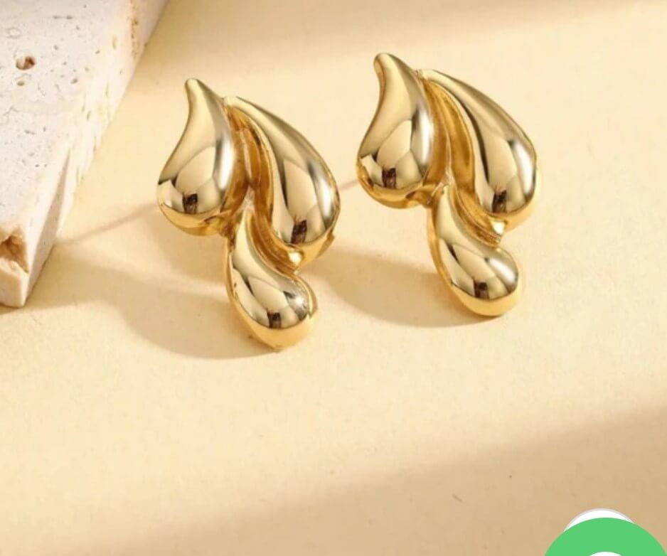 Abstract Sculptural Drops Gold Stud Earrings