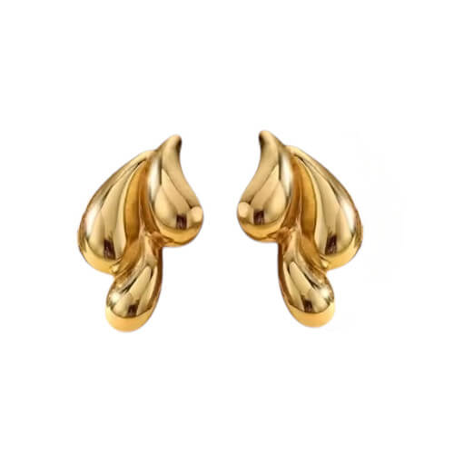 Abstract Sculptural Drops Gold Stud Earrings
