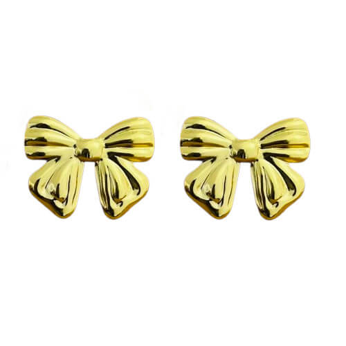 Golden Bow Stud Earrings – Minimalist Statement Jewelry for Women