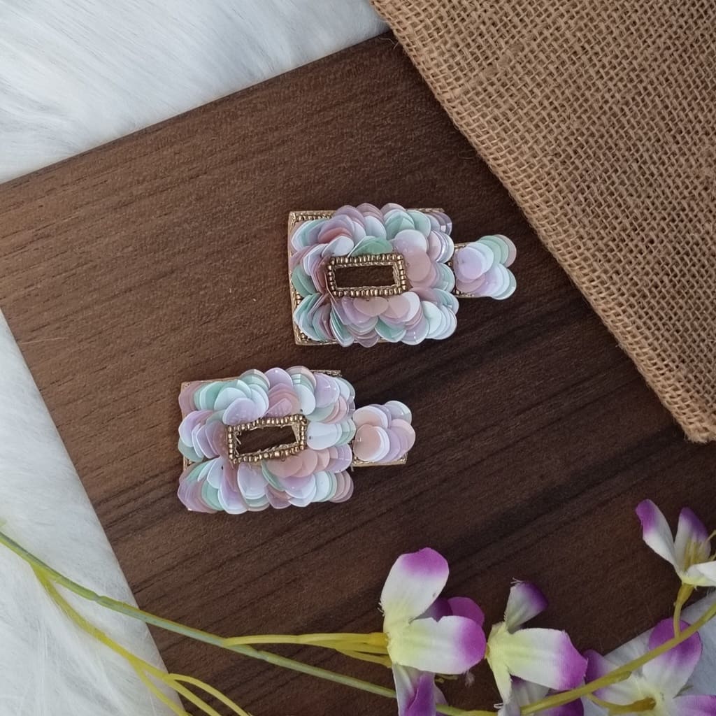 Pastel Sequin Rectangle Earrings