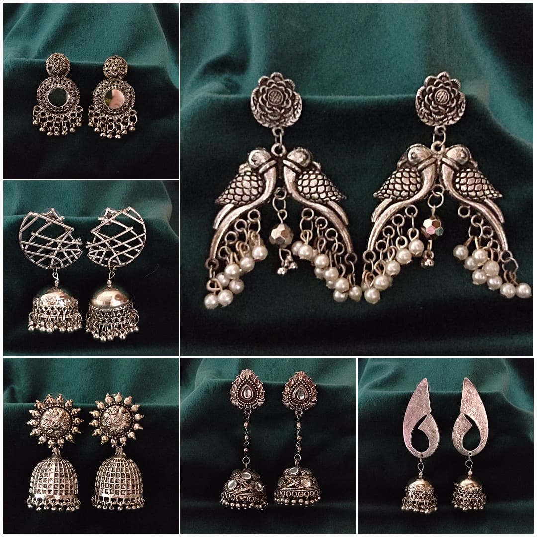 oxidized jhumka combo