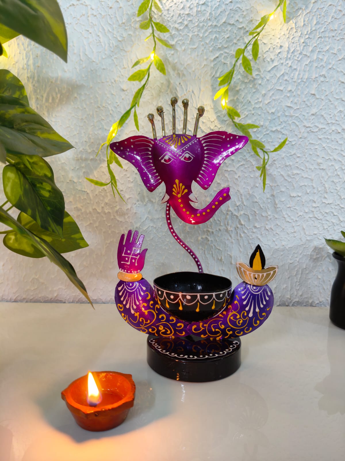 Mini Ganesha On Tealight Stand in 5 Colors