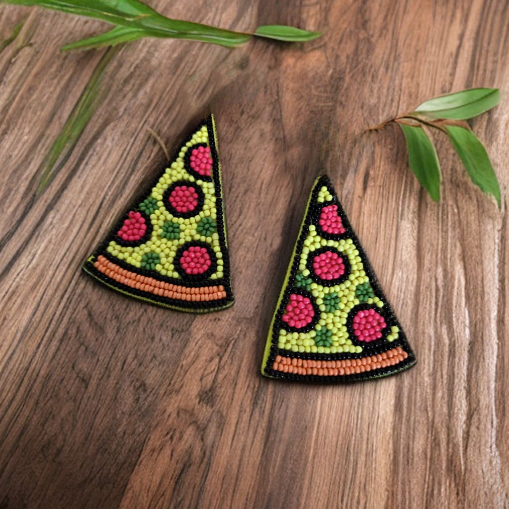 Pizza Beaded Earrings