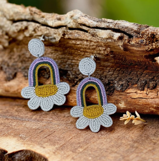 Rainbow Flower Earrings