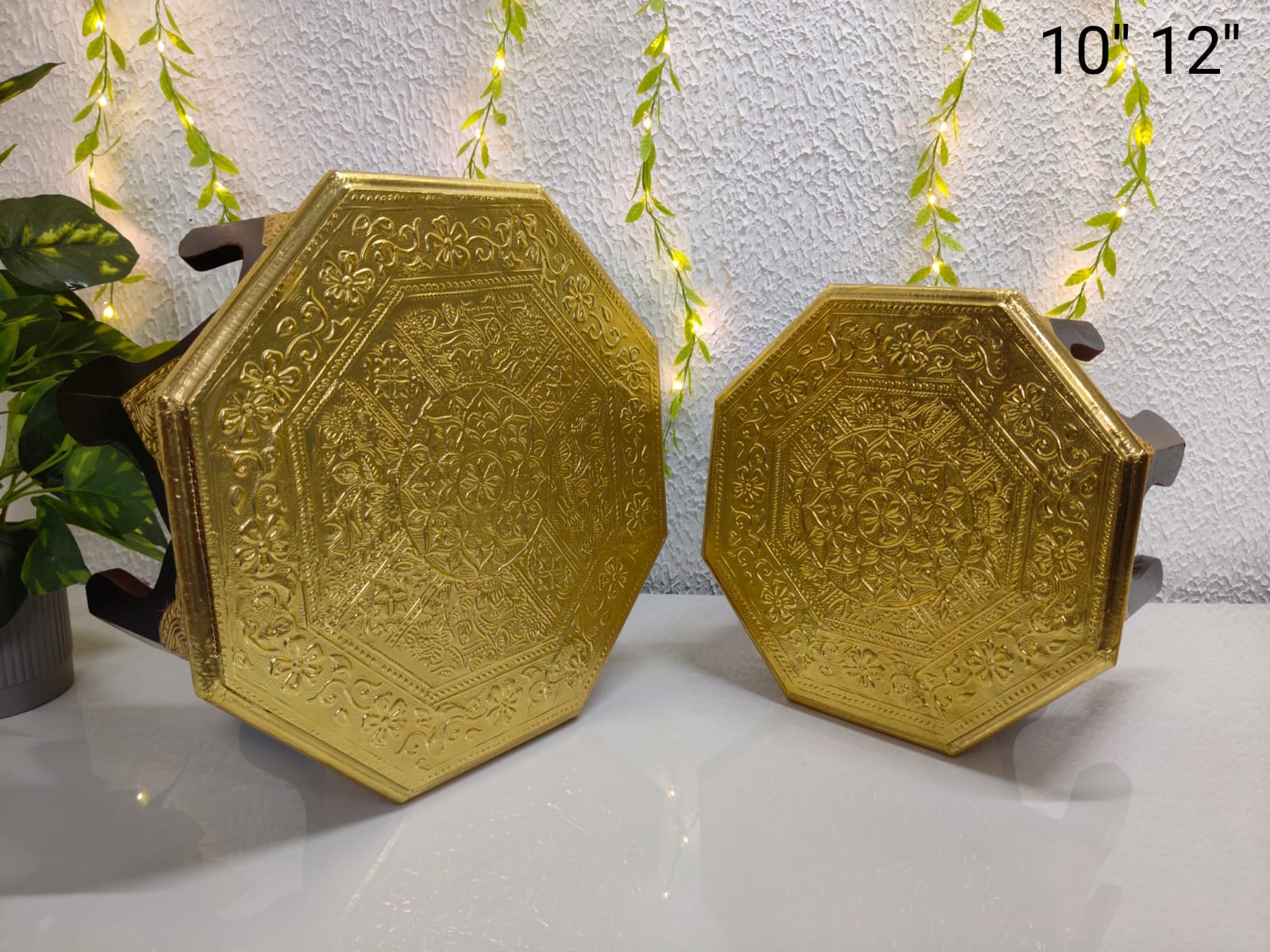 8 corner Brass Fitted Chowki Set of 2