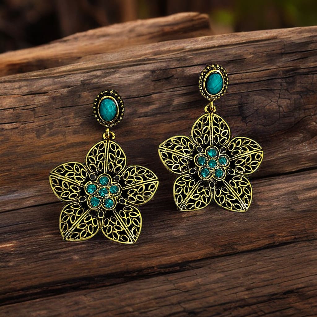 Gold Flower Earrings