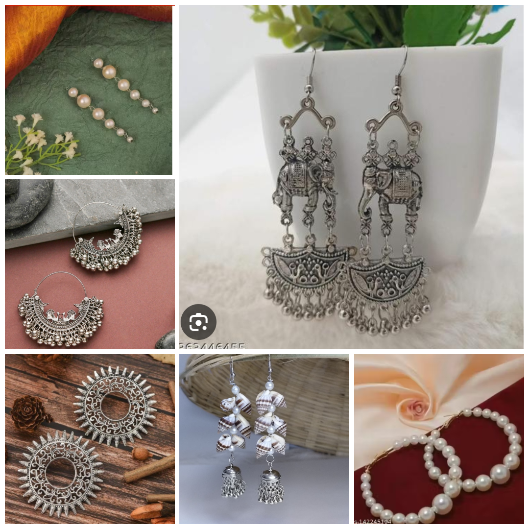 Amrapali Oxidized Silver Earrings Combo (Pack of 6)