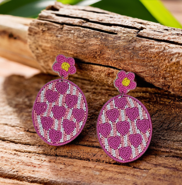 Pink Heart Earrings
