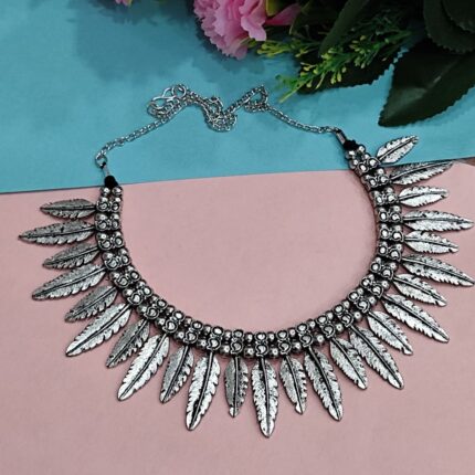 German Silver Leaf Choker Necklace