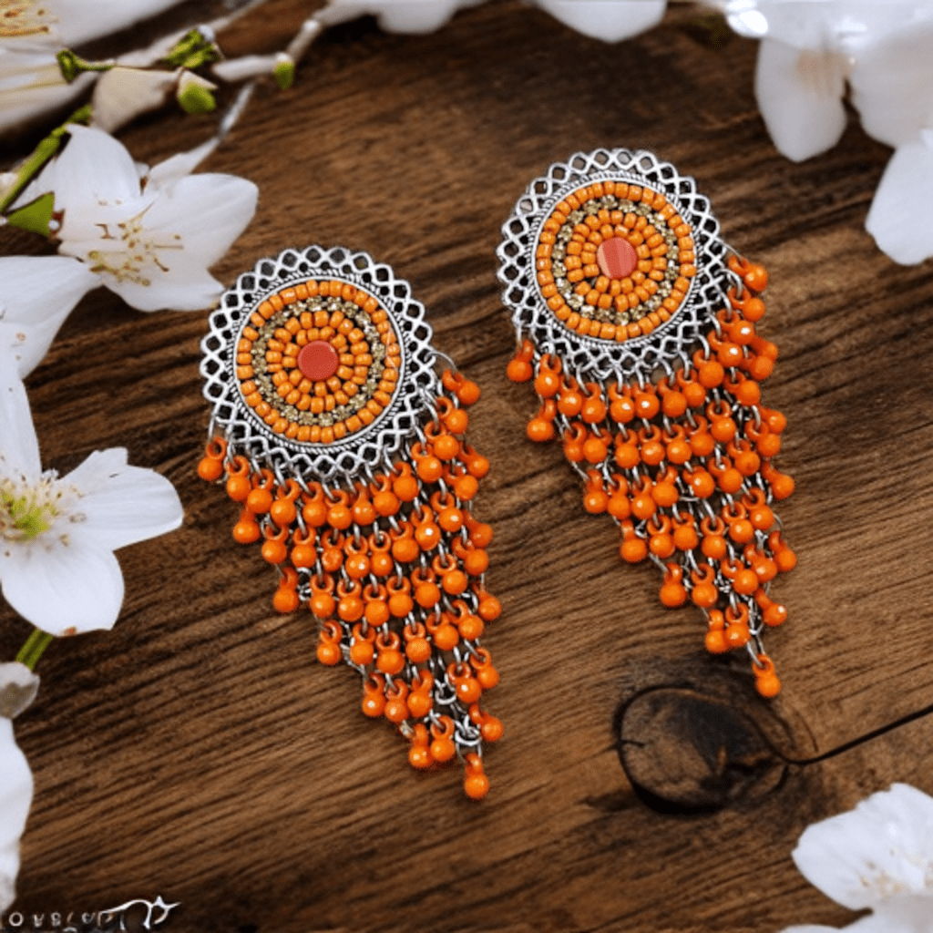Earrings orange colour discount