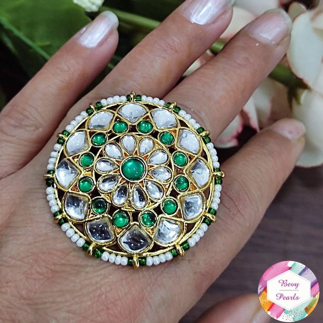 Kundan Finger Ring 163377