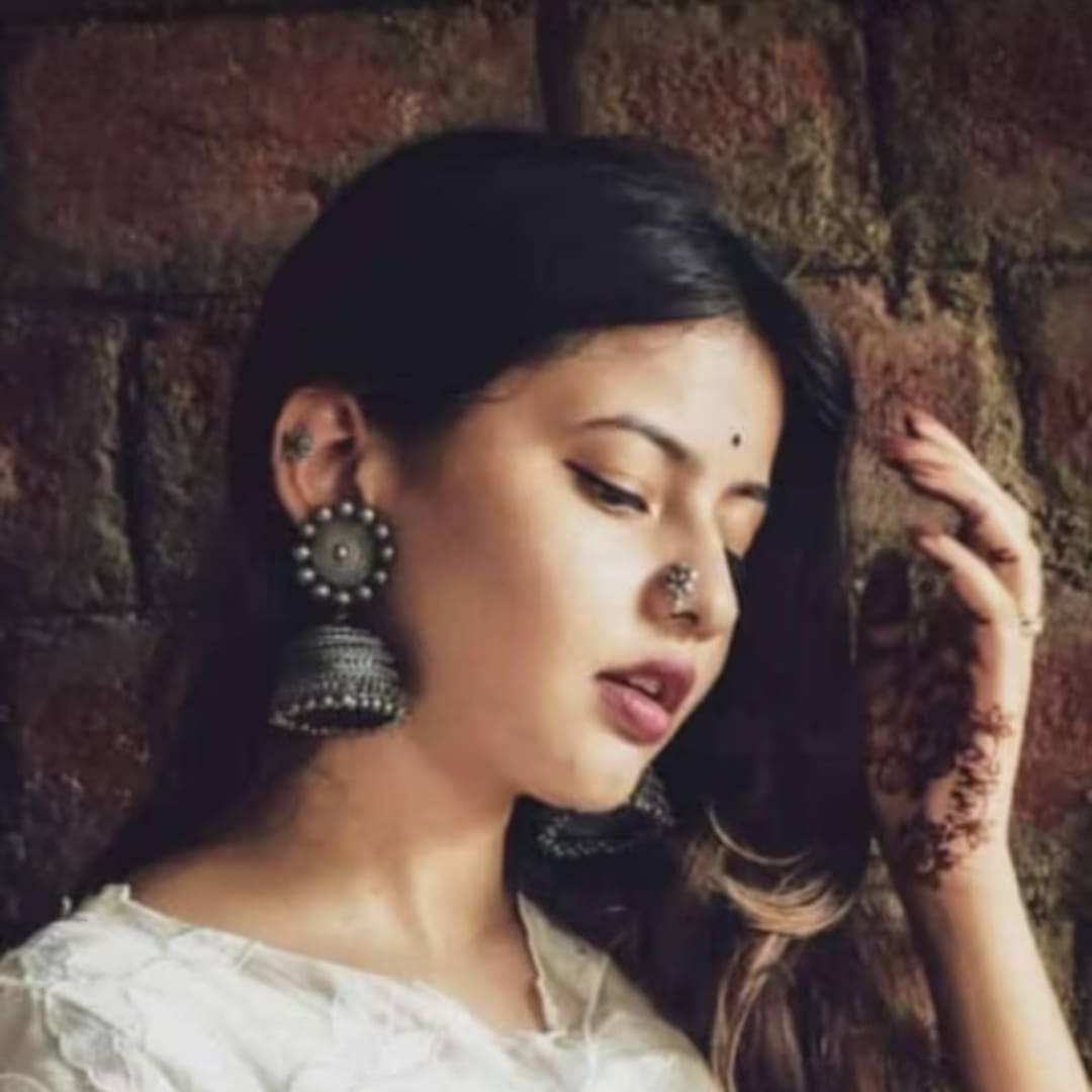 Black Metal Polish Jhumka Earrings Bevy Pearls