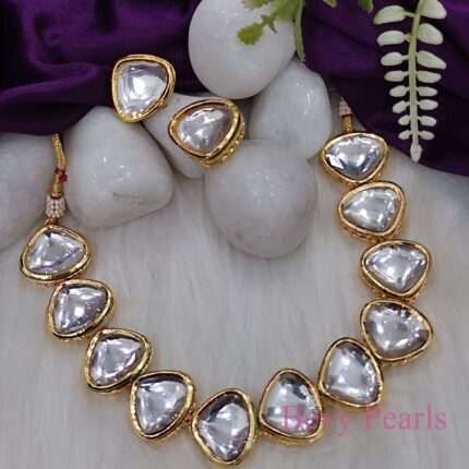 Vanshika Heart Shape Kundan Choker Necklace Set