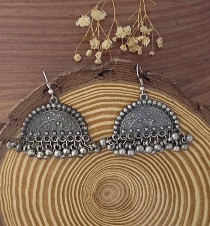 Oxidized Black Half Moon Earrings